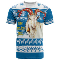 Sweden Blue Yule Goat Dala Horse Christmas Pattern T Shirt - Wonder Print Shop
