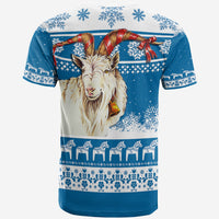 Sweden Blue Yule Goat Dala Horse Christmas Pattern T Shirt - Wonder Print Shop