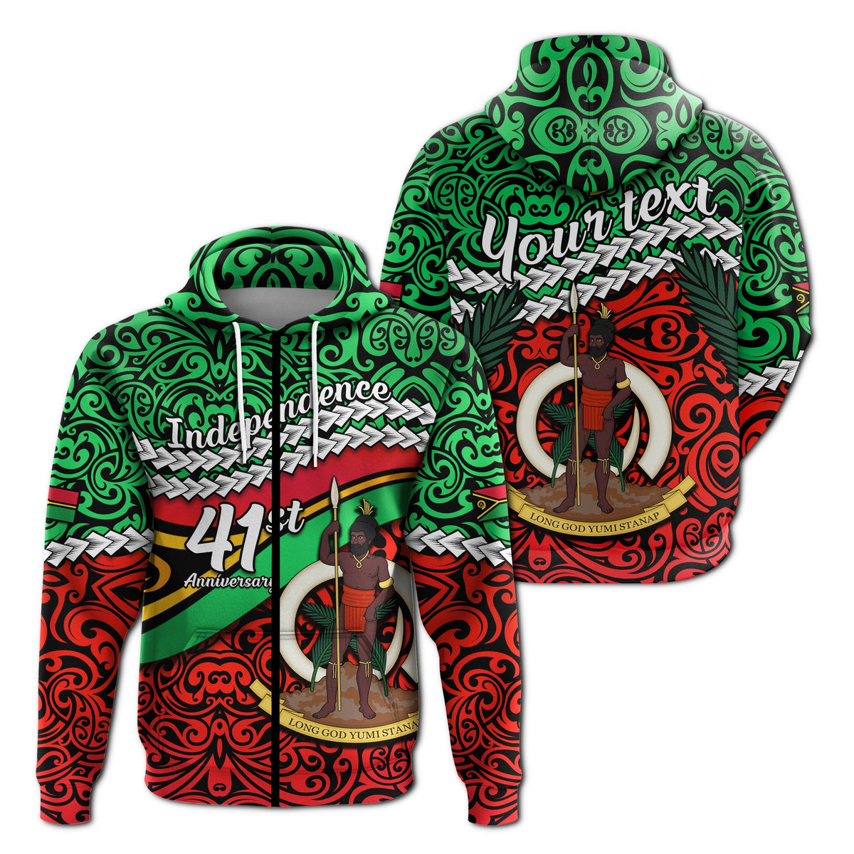 Custom Vanuatu Independence Zip Hoodie Happy Anniversary LT13 - Wonder Print Shop