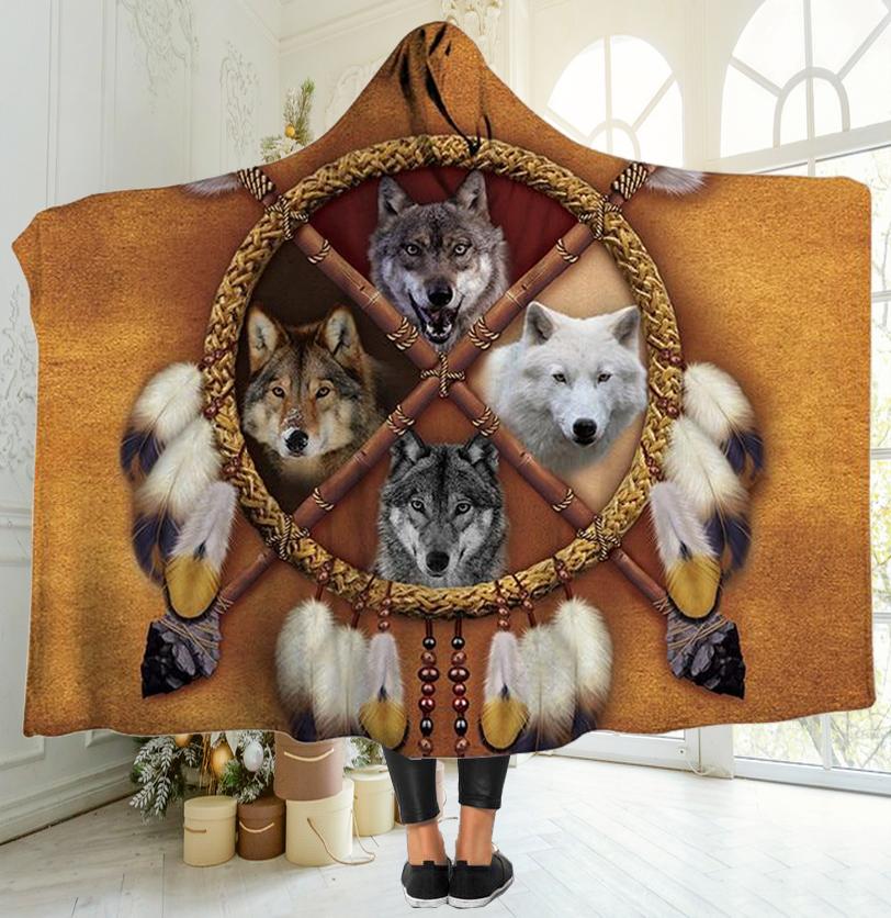 native-american-wolves-dreamcatcher-hooded-blanket
