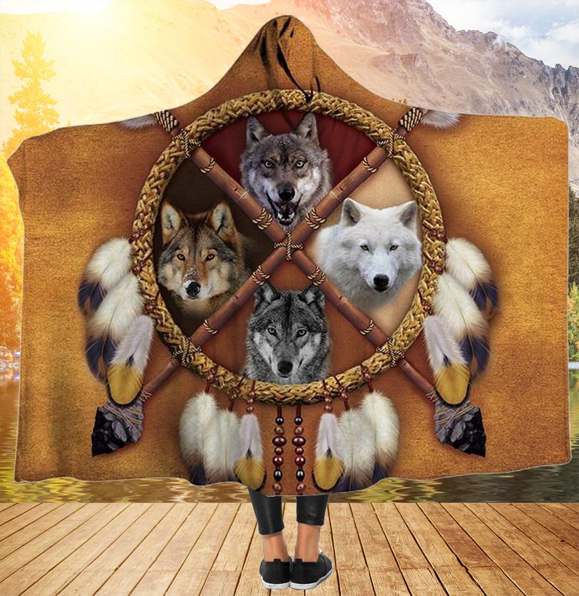 native-american-wolves-dreamcatcher-hooded-blanket