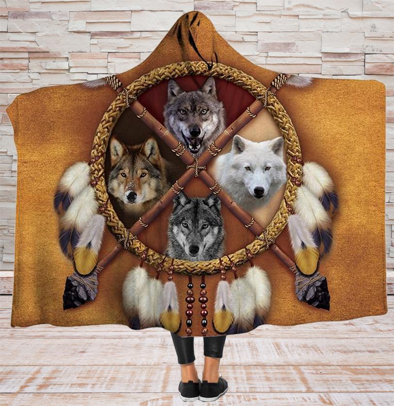 native-american-wolves-dreamcatcher-hooded-blanket
