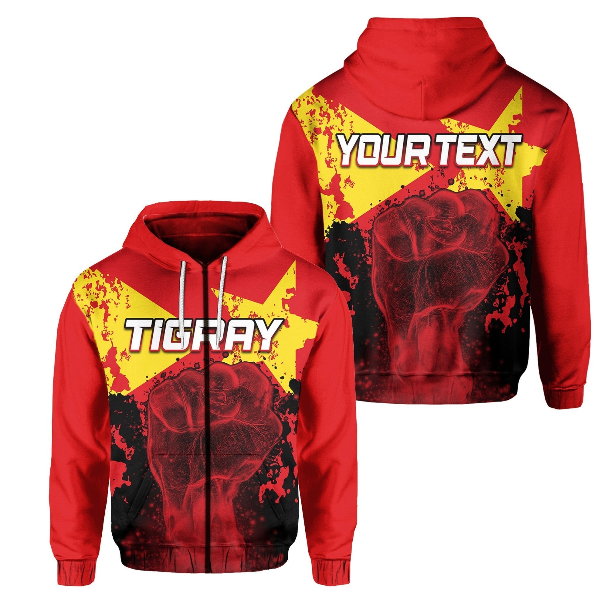 African Tigray Personalized Zip Hoodie Tigray Flag Clenched Hand LT6 - Wonder Print Shop