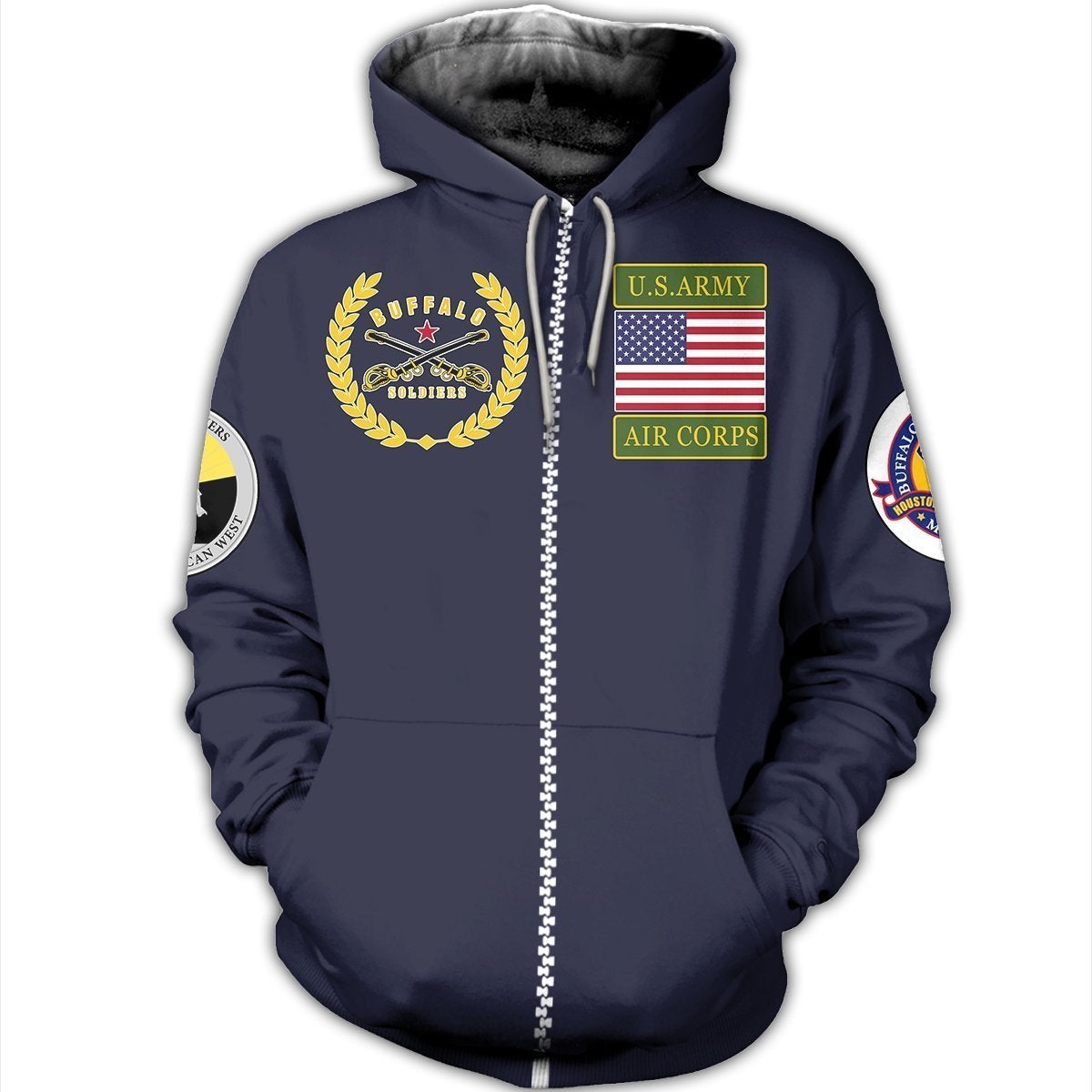 African Hoodie Buffalo Soldiers Zip Hoodie - Wonder Print Shop