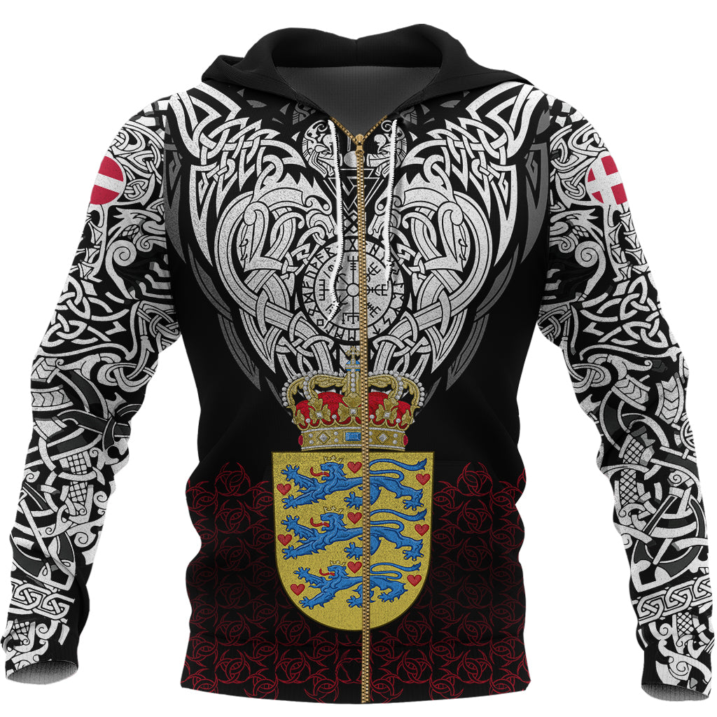 Viking Zip Hoodie - Denmark Viking Symbol RLT12 - Wonder Print Shop