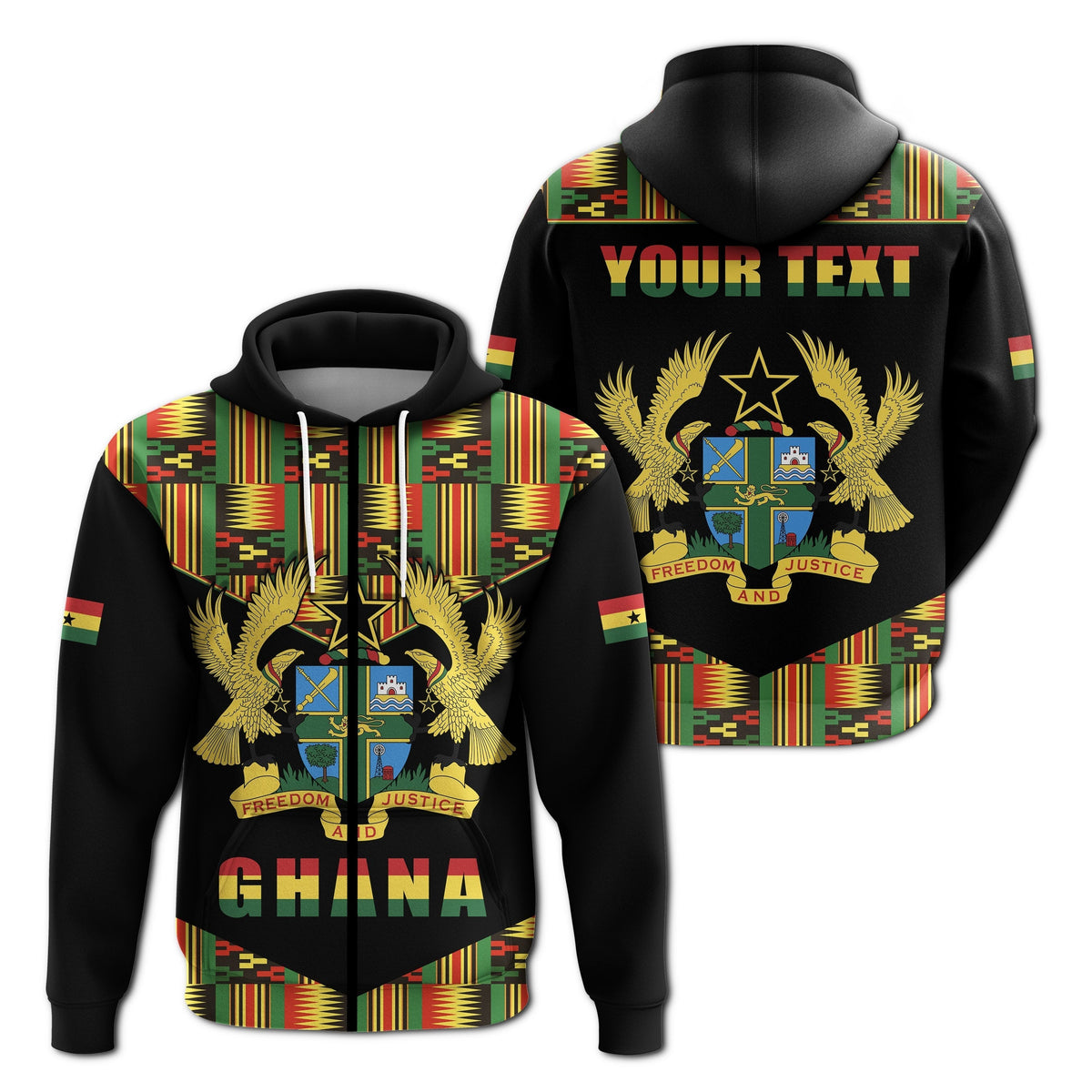 Custom Ghana Zip Hoodie Proud Ankara Kente LT13 - Wonder Print Shop