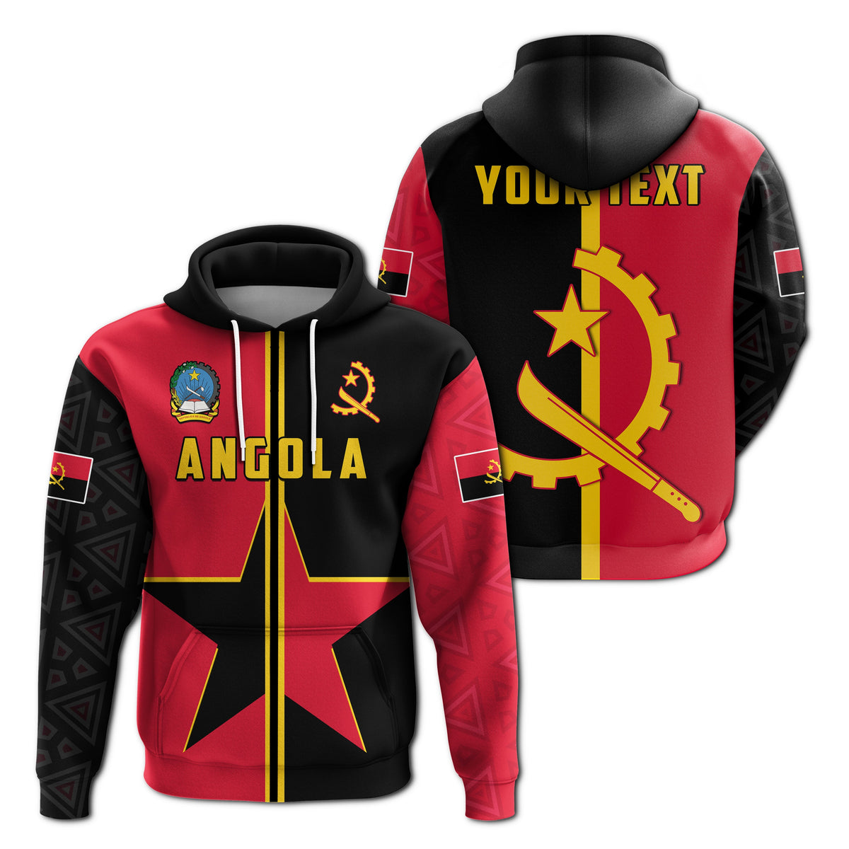 Custom Angola Hoodie Star and Flag Style Sporty LT13 - Wonder Print Shop