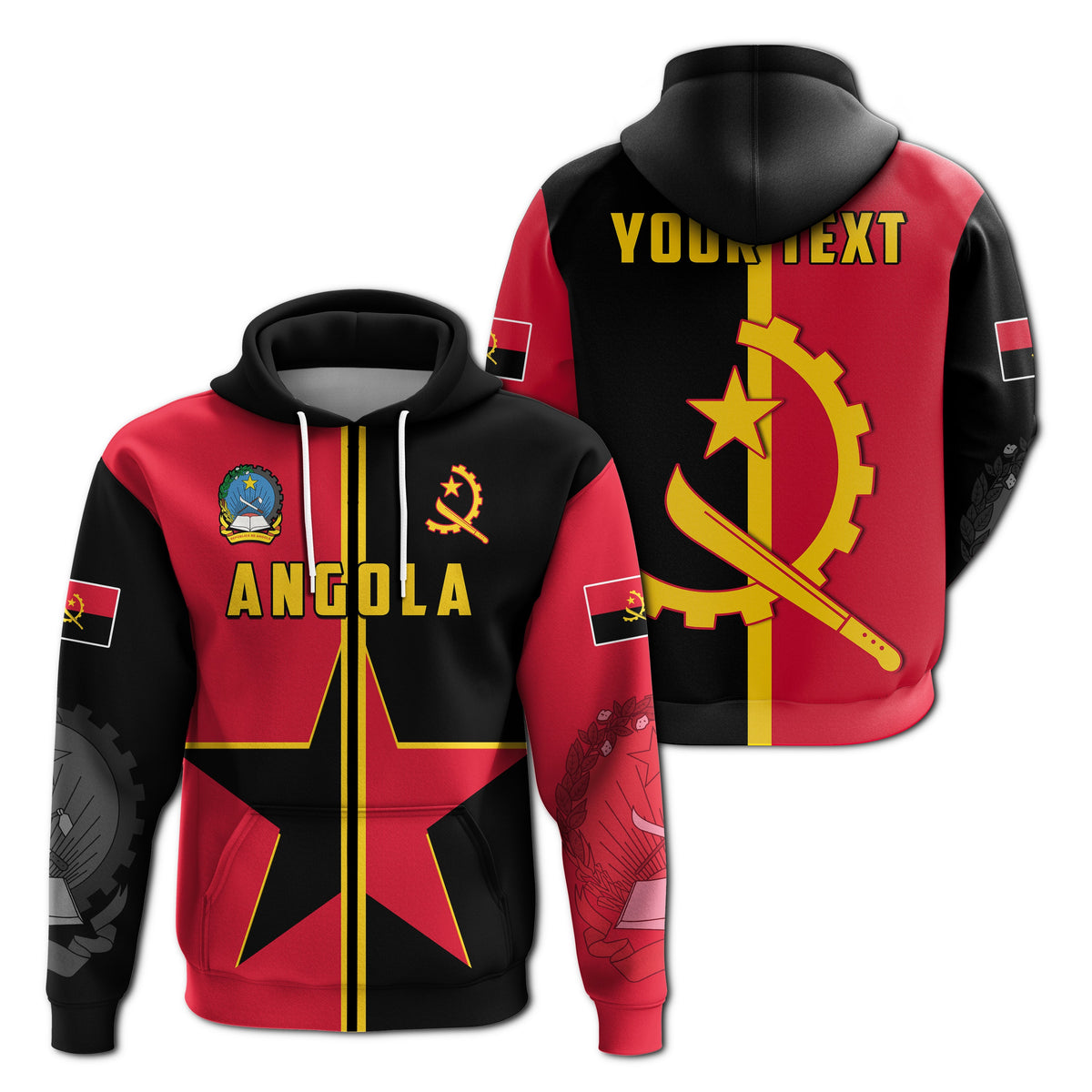 Custom Angola Hoodie Star and Flag Style Sporty 02 LT13 - Wonder Print Shop