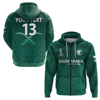 Custom Saudi Arabia Football Hoodie KSA Swords Pattern Saudi Green Champions LT13 - Wonder Print Shop