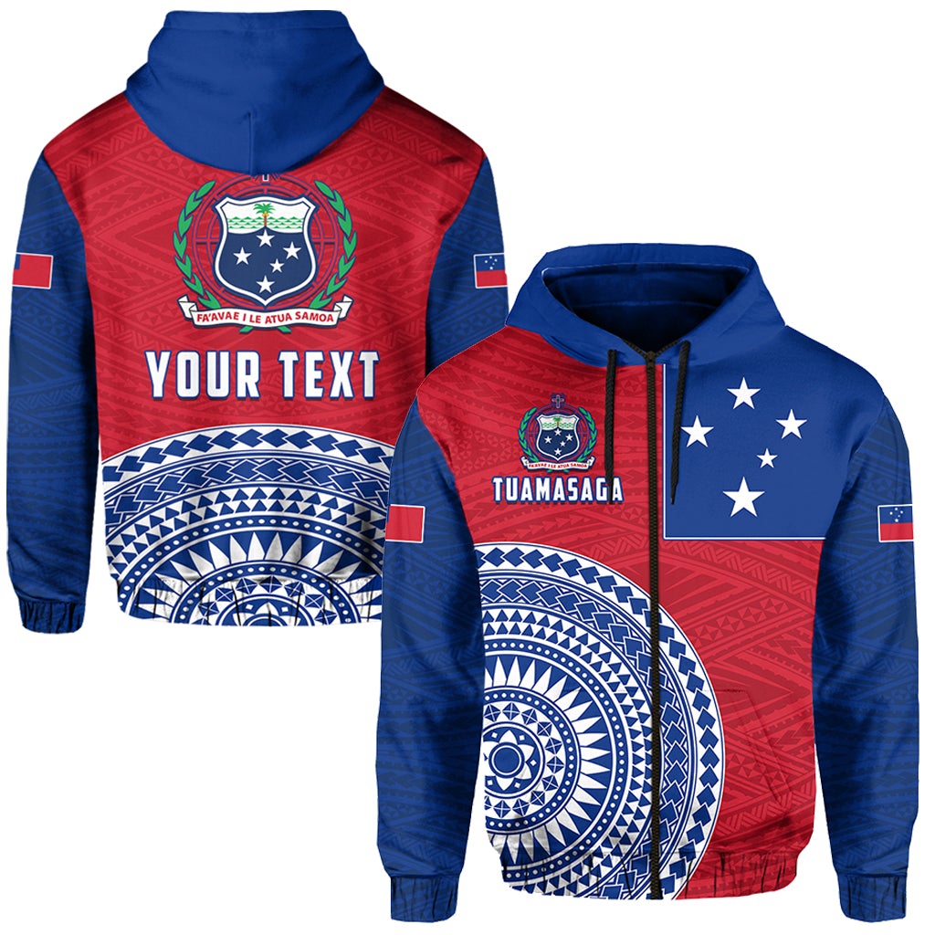 Custom Tuamasaga Samoa Zip Hoodie Polynesian Pattern LT13 - Wonder Print Shop