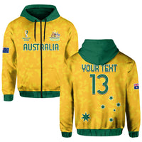 Custom Australia Soccer Hoodie World Cup Football 2022 Socceroos with Kangaroos LT13 - Wonder Print Shop