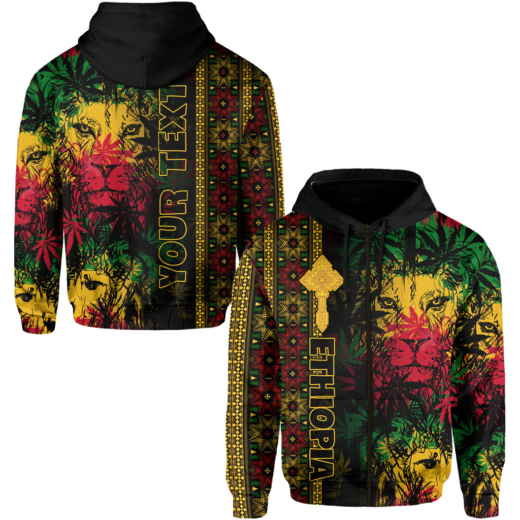 Custom Ethiopia Lion Reggae Hoodie Ethiopian Cross LT13 - Wonder Print Shop