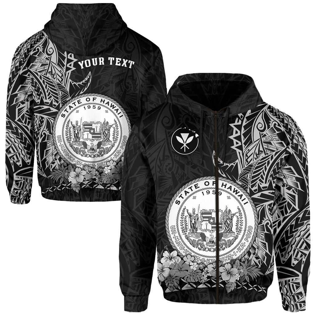 Custom Hawaiian Polynesian Zip Hoodie White Seal of Hawaii LT13 - Wonder Print Shop