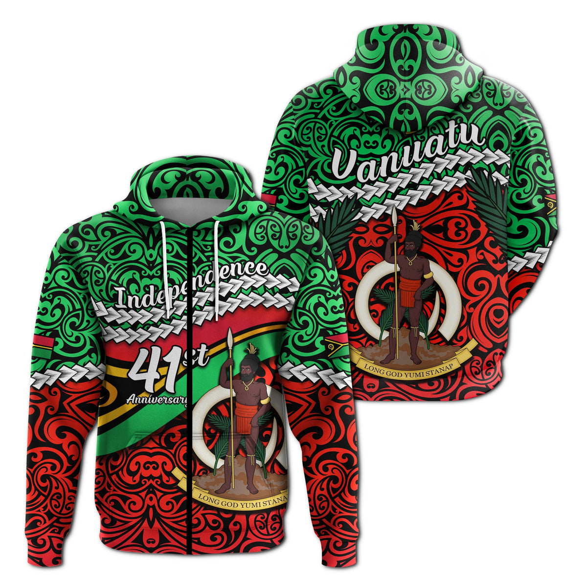 Vanuatu Independence Zip Hoodie Happy Anniversary LT13 - Wonder Print Shop
