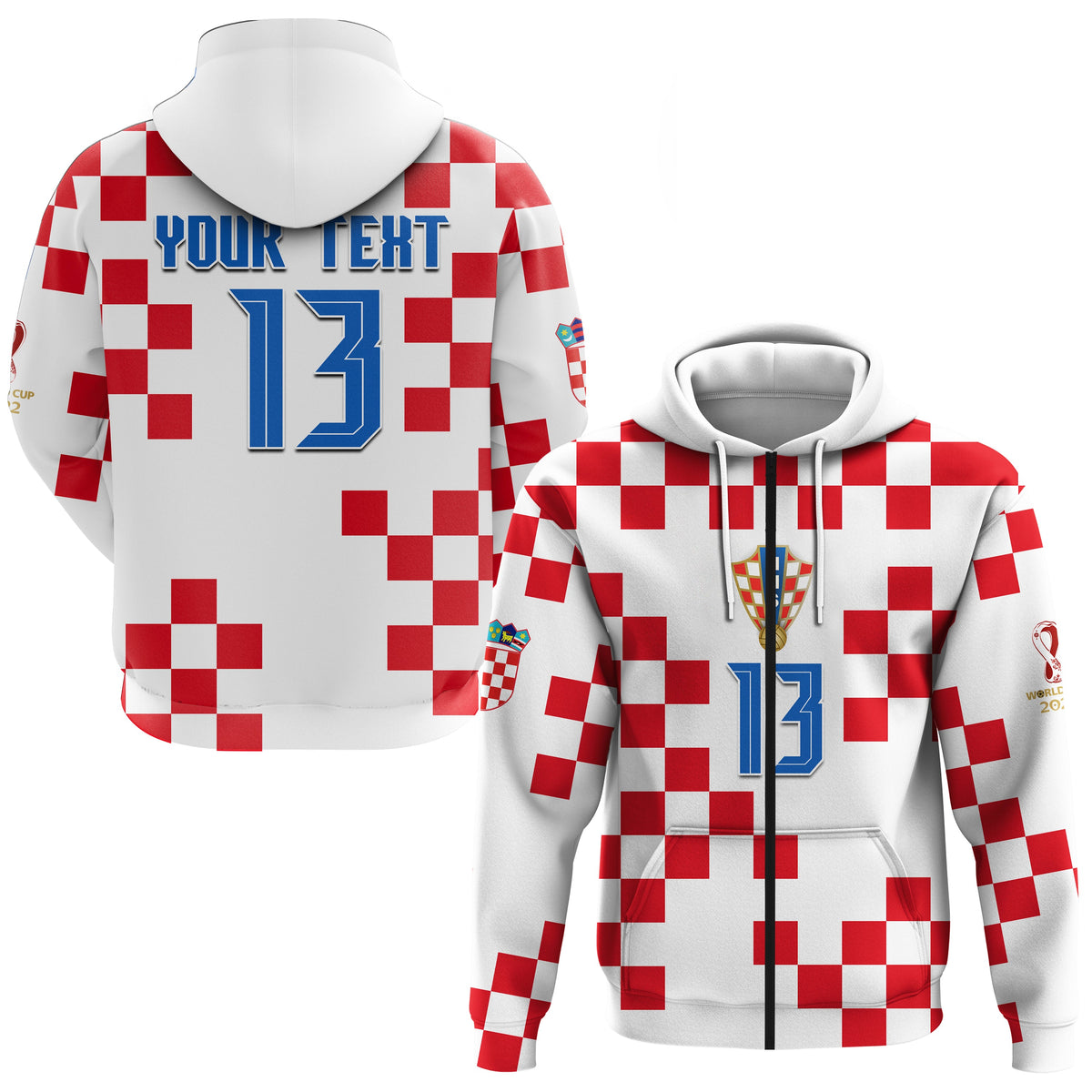Custom Croatia Football Hoodie World Cup Champions 2022 Hrvatska LT13 - Wonder Print Shop