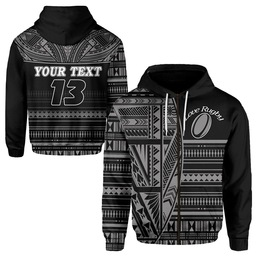 custom-personalised-polynesian-rugby-zip-hoodie-with-love-style-gray-custom-text-and-number