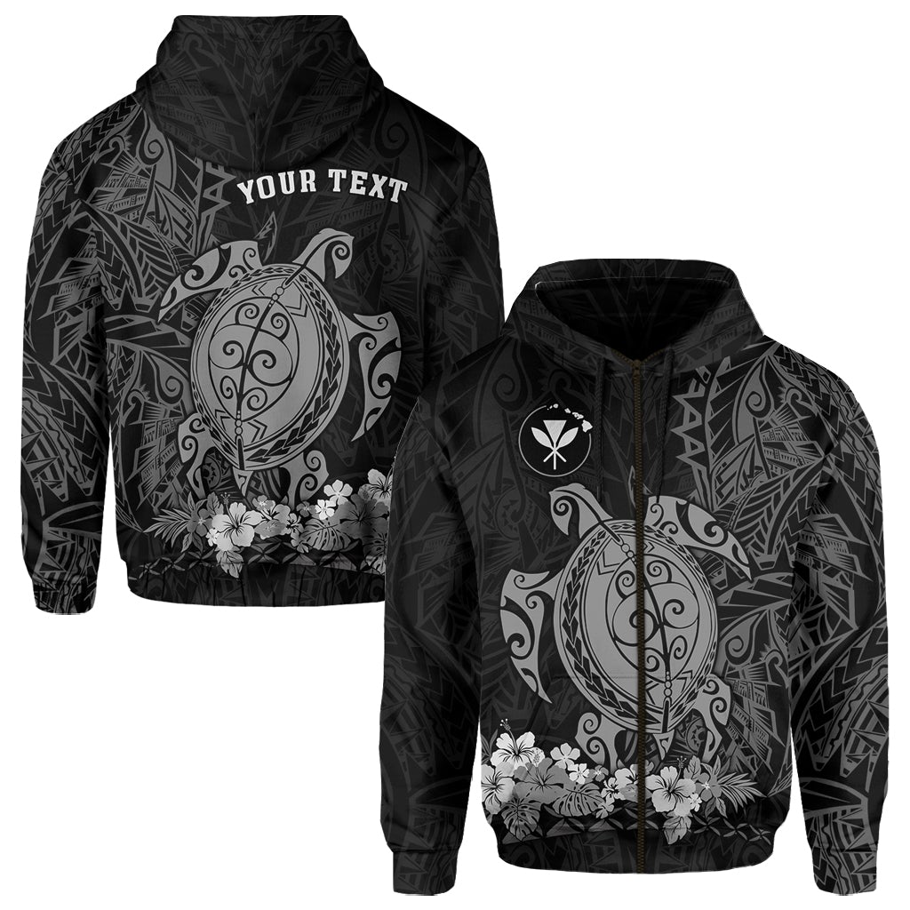 Custom Hawaii Polynesian Zip Hoodie Gray Sea Turtles Hawaiian LT13 - Wonder Print Shop