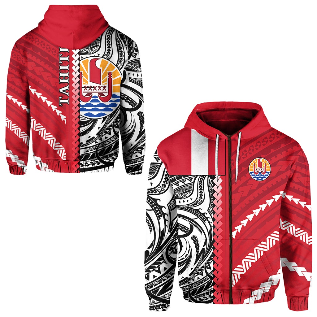 Custom Tahiti Unique Zip Hoodie Polynesia Pattern LT13 - Wonder Print Shop