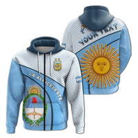 Blue Argentina football zip-style? hoodie front with diagonal band and LA ALBICELESTE text