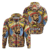 Ethiopia Zip Hoodie Haile Selassie I LT13 - Wonder Print Shop