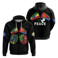 Ethiopia and Eritrea Zip Hoodie Strong Friendship LT13 - Wonder Print Shop