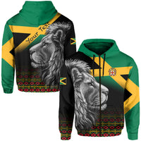 Custom Jamaica Lion Hoodie Jamaican Pattern Version Black LT13 - Wonder Print Shop