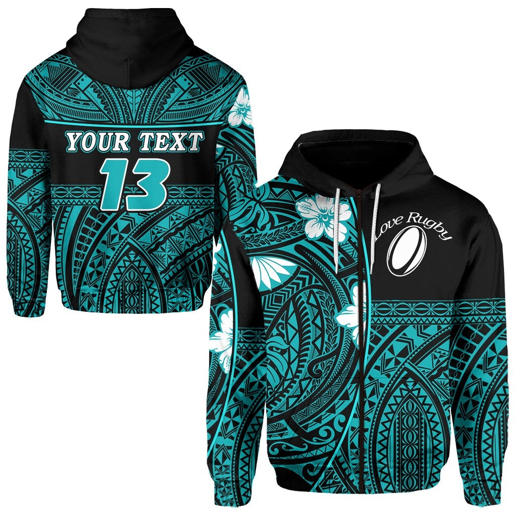 custom-personalised-polynesian-rugby-zip-hoodie-love-turquoise-custom-text-and-number