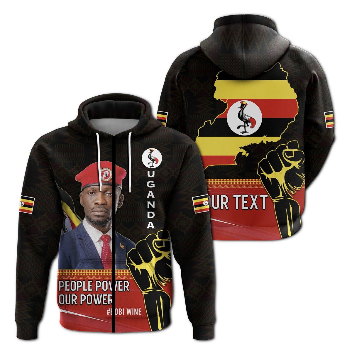 Custom Uganda Zip Hoodie Bobi Wine People Power Our Power LT13 - Wonder Print Shop