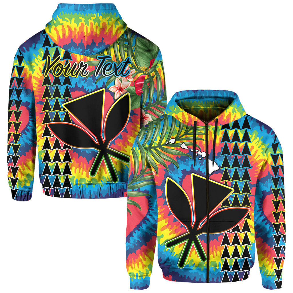 Custom Hawaii Rainbow Tie Dye Hoodie Flowers Polynesian Hawaiian Tribal LT13 - Wonder Print Shop