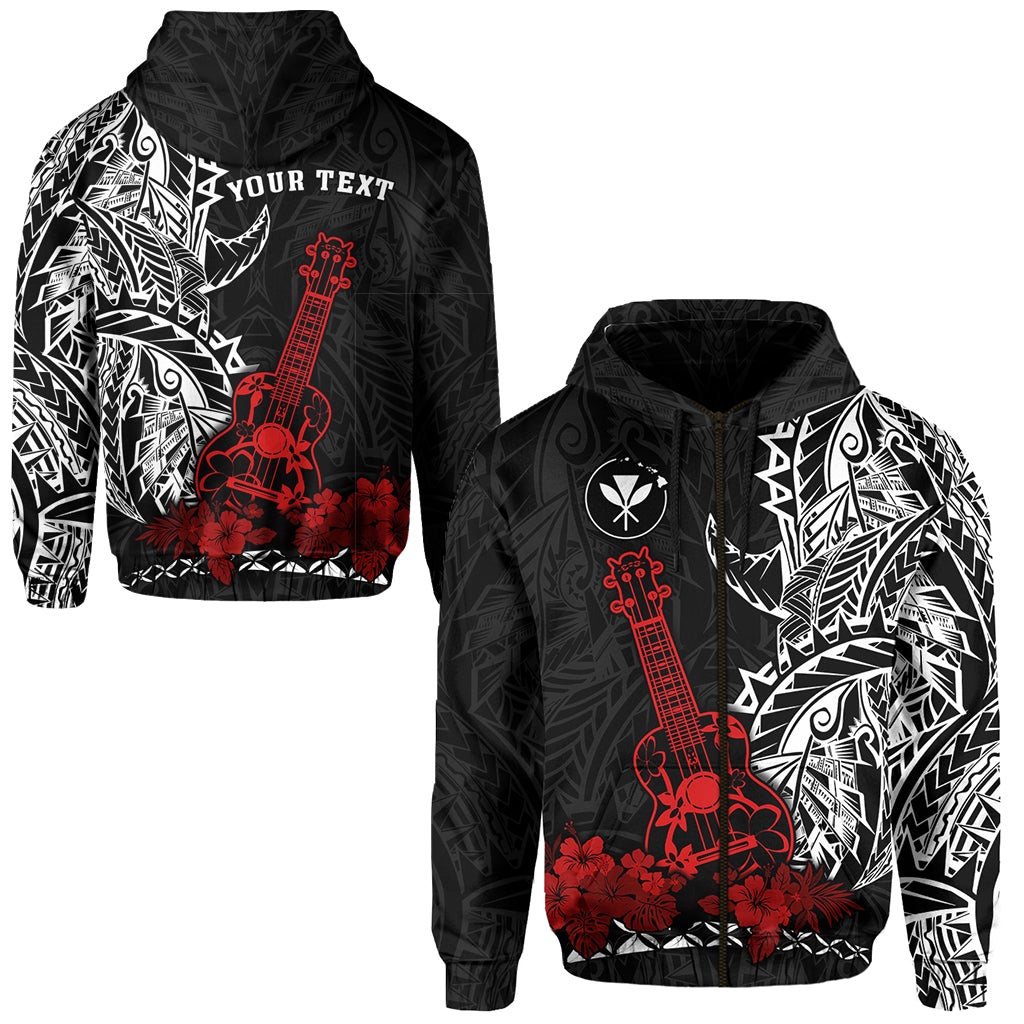 Custom Hawaii Polynesian Zip Hoodie Red Ukulele LT13 - Wonder Print Shop