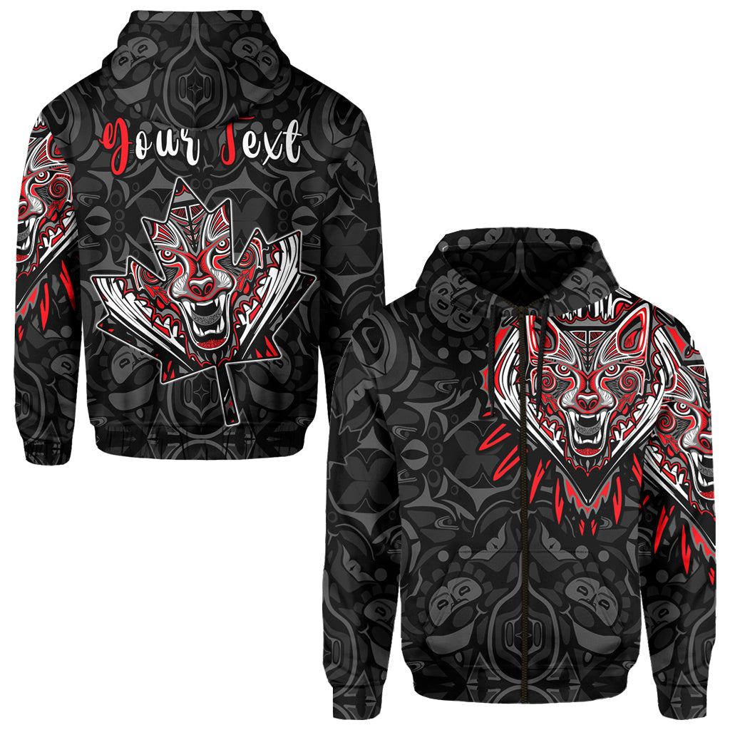 Custom Canada Haida Hoodie Wolf and Maple Leaf LT13 - Wonder Print Shop