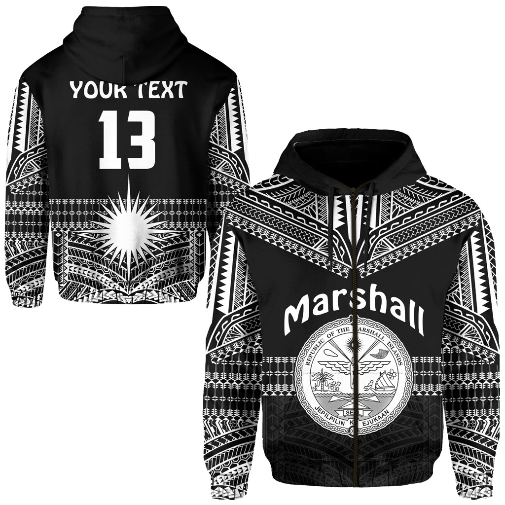 Custom Marshall Islands Zip Hoodie Best Tattoo Version Black LT13 - Wonder Print Shop