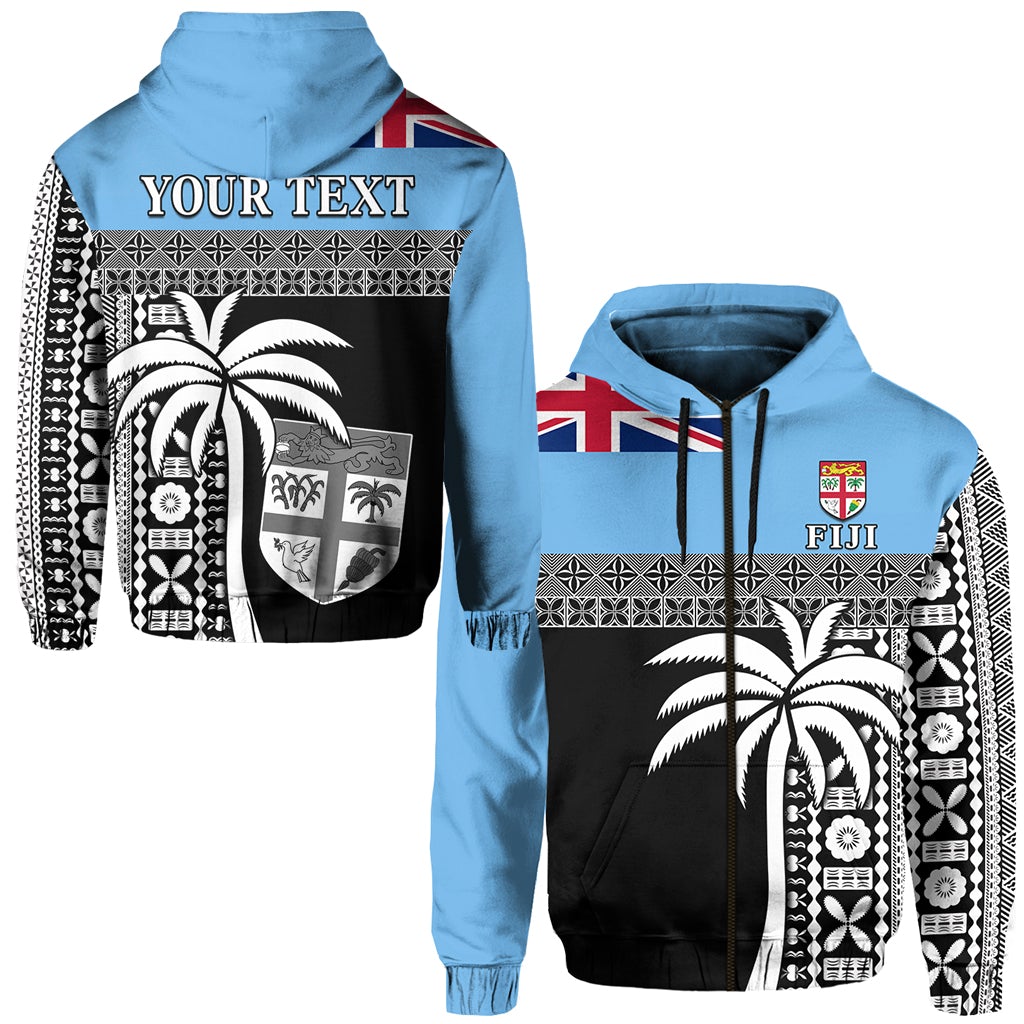 Custom Fiji Tapa Pattern Zip Hoodie Coconut Tree LT13 - Wonder Print Shop
