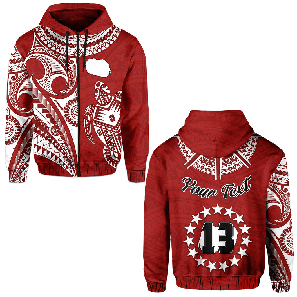 Custom Rarotonga Cook Islands Hoodie Turtle and Map Style Red LT13 - Wonder Print Shop