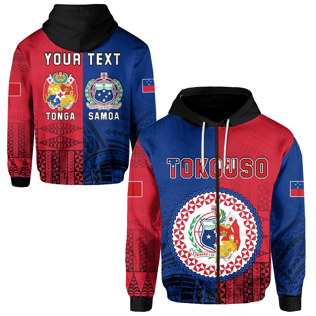 Custom TokoUso Zip Hoodie Tonga Samoa Together LT13 - Wonder Print Shop