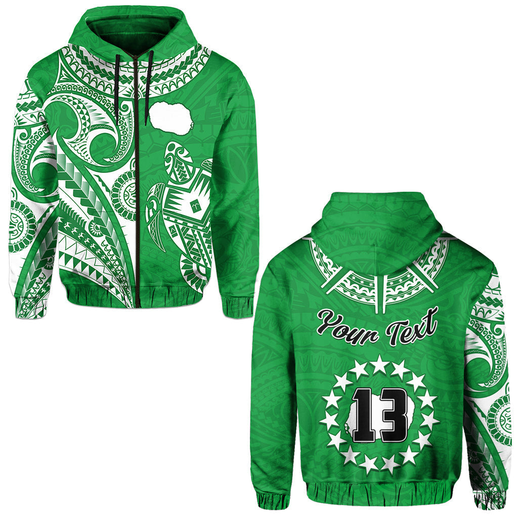 Custom Rarotonga Cook Islands Hoodie Turtle and Map Style Green LT13 - Wonder Print Shop