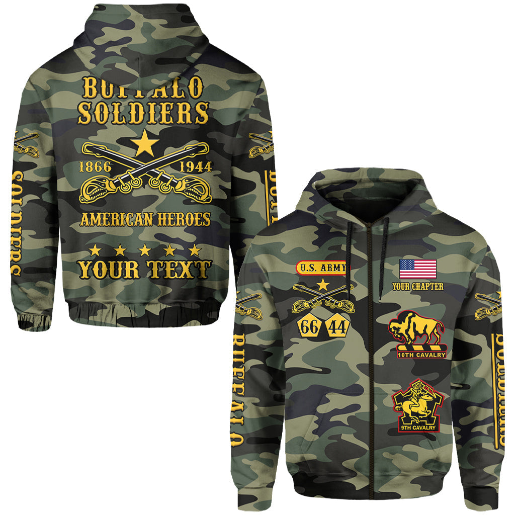 (Custom Text and Chapter) Buffalo Soldiers Hoodie Camouflage American Heroes BSMC LT13 - Wonder Print Shop