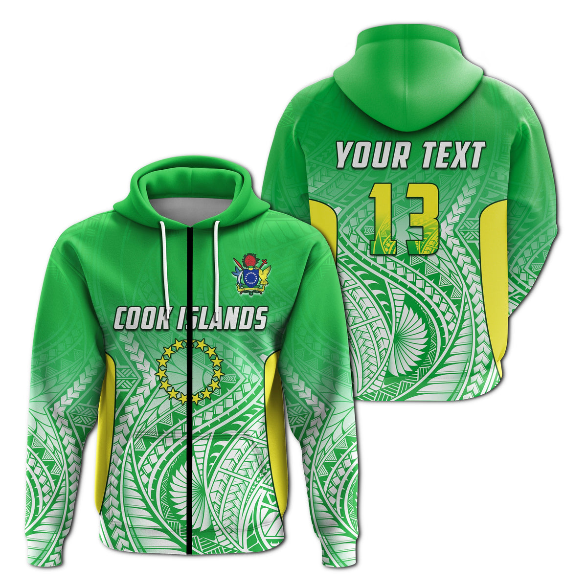 Custom Cook Islands Zip Hoodie Pattern Be Unique LT13 - Wonder Print Shop