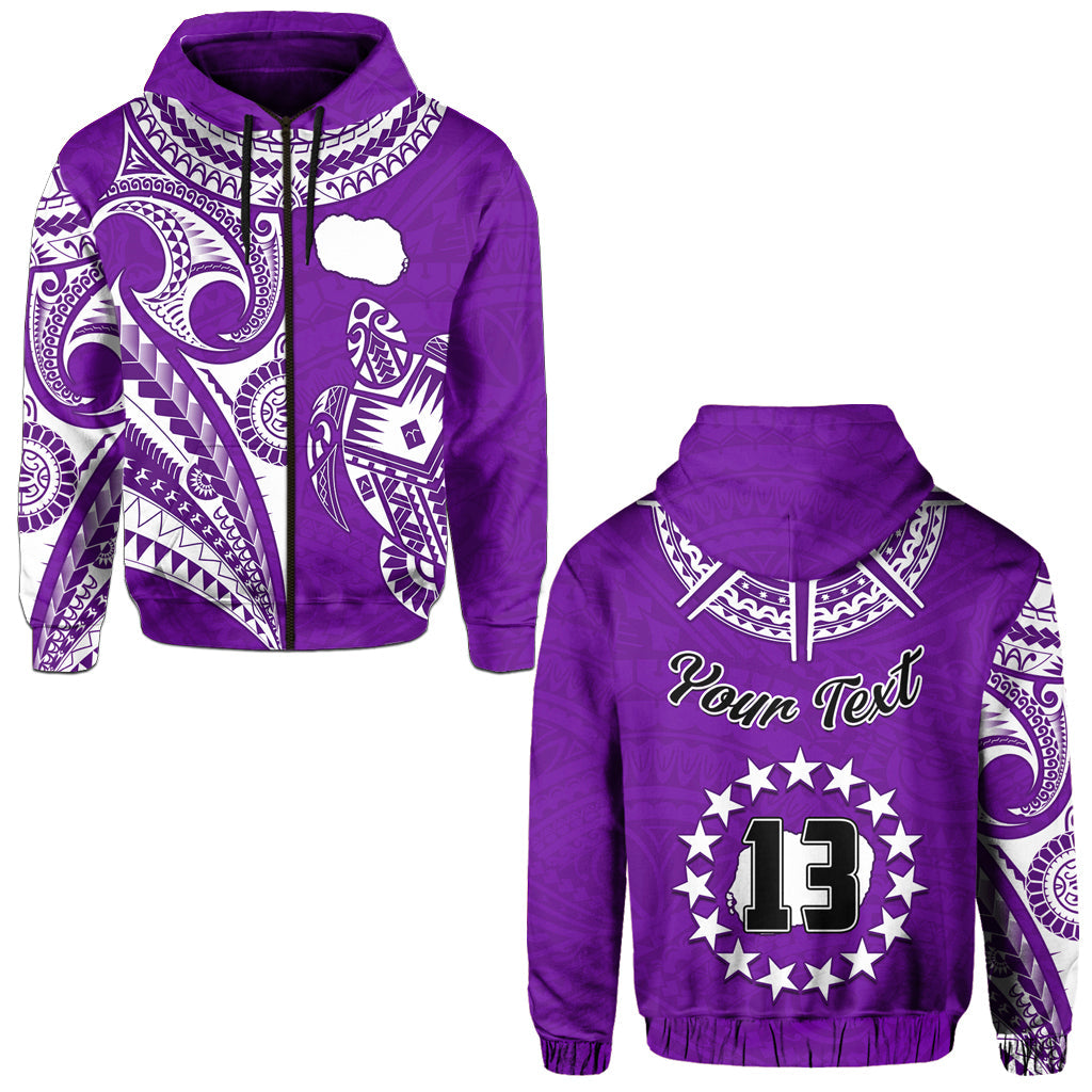 Custom Rarotonga Cook Islands Hoodie Turtle and Map Style Purple LT13 - Wonder Print Shop