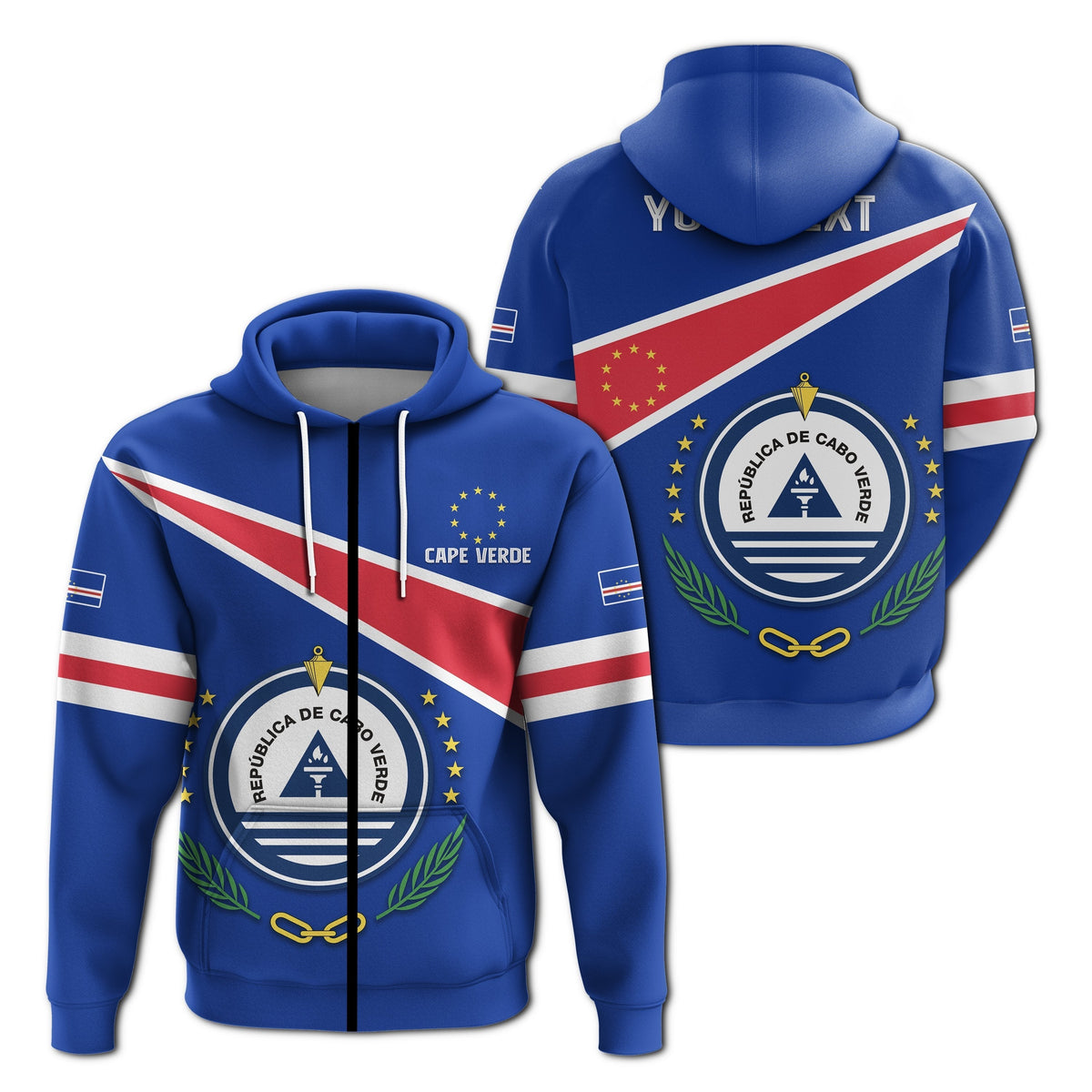 Custom Cape Verde Zip Hoodie Flag Cape Verde Lovers LT13 - Wonder Print Shop