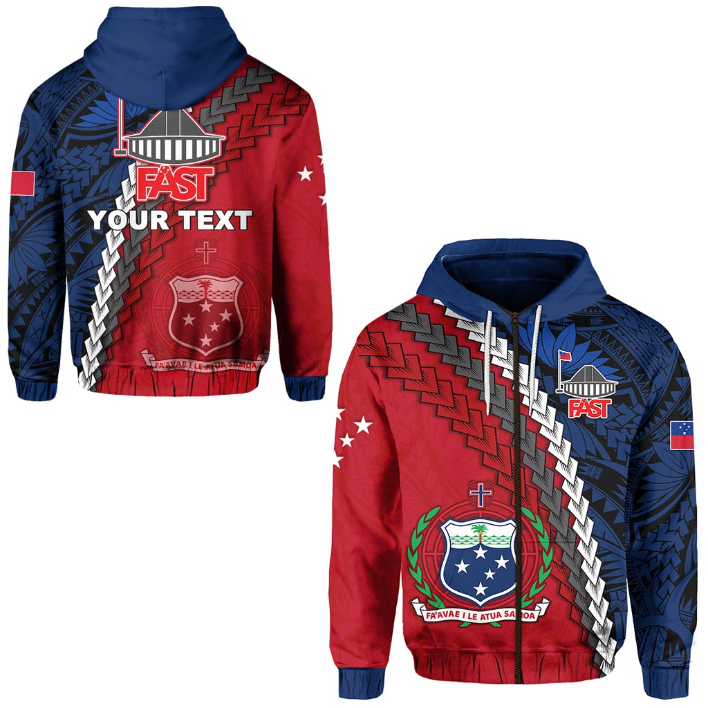 Custom F.A.S.T Samoa Zip Hoodie Polynesian LT13 - Wonder Print Shop