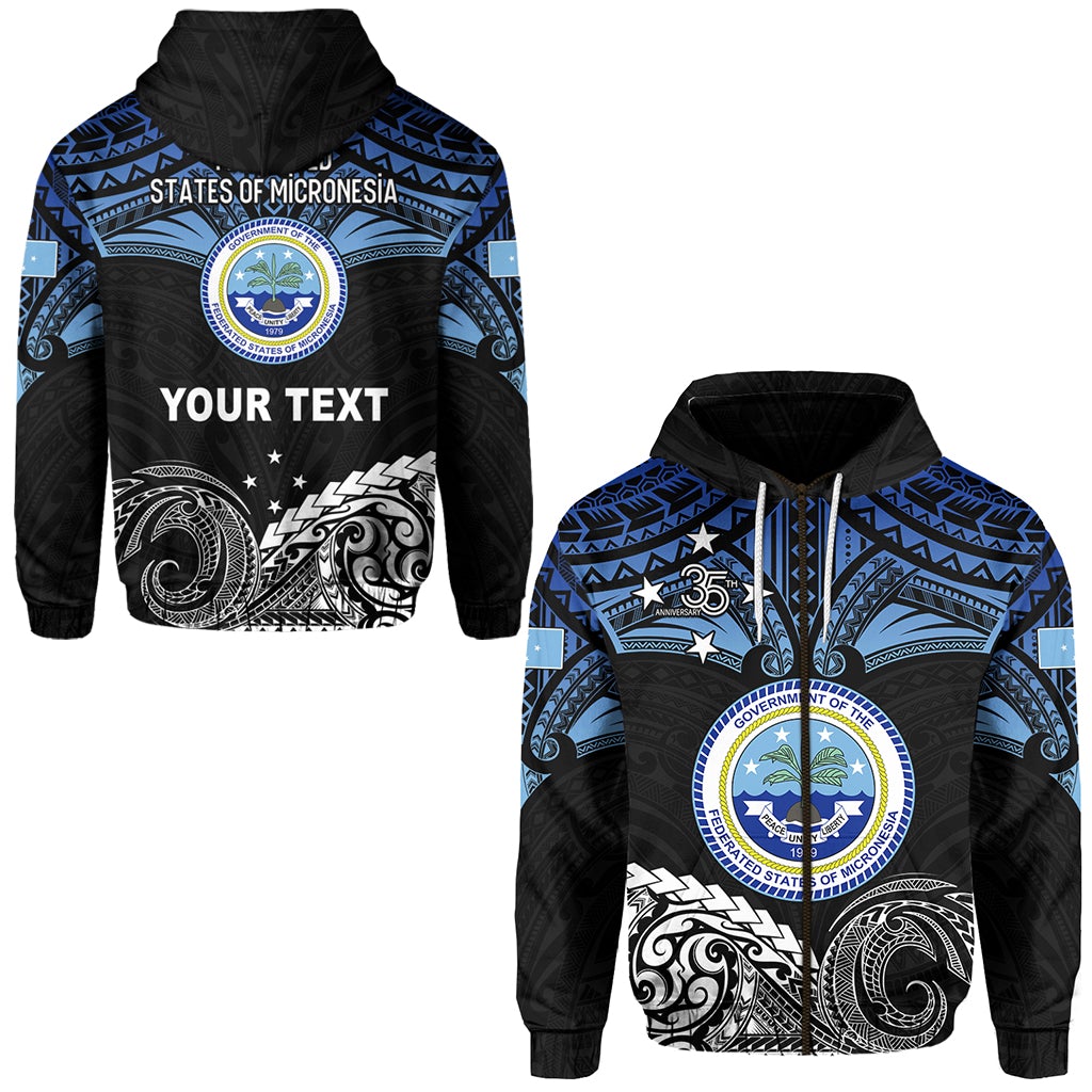Custom Federated States of Micronesia Zip Hoodie Happy FSM 35th Independence Anniversary LT13 - Wonder Print Shop