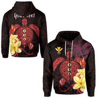 Custom Hawaii Turtle Zip Hoodie Hawaiian Flowers Version Red Elegant LT13 - Wonder Print Shop