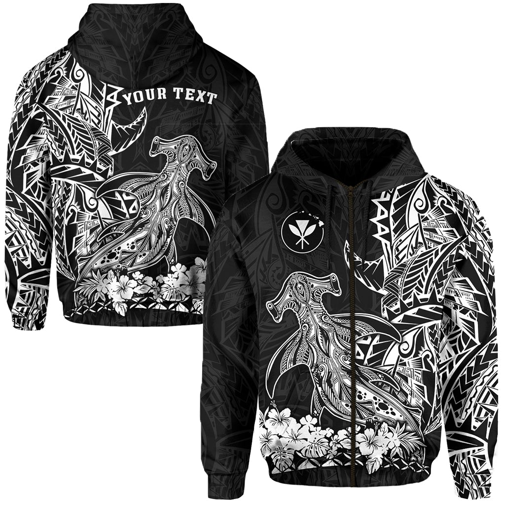 Custom Hawaii Polynesian Zip Hoodie Wild Hammerhead Sharks LT13 - Wonder Print Shop