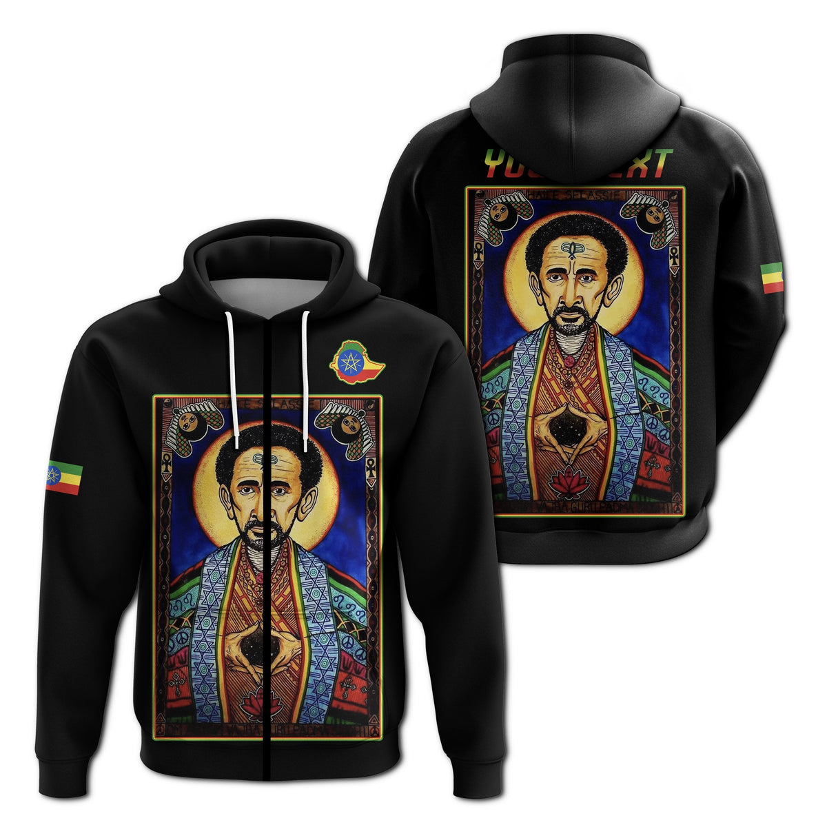 Custom Ethiopia Proud Zip Hoodie Haile Selassie I LT13 - Wonder Print Shop