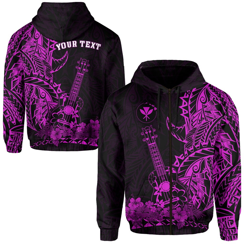Custom Hawaii Polynesian Zip Hoodie Ukulele Purple LT13 - Wonder Print Shop