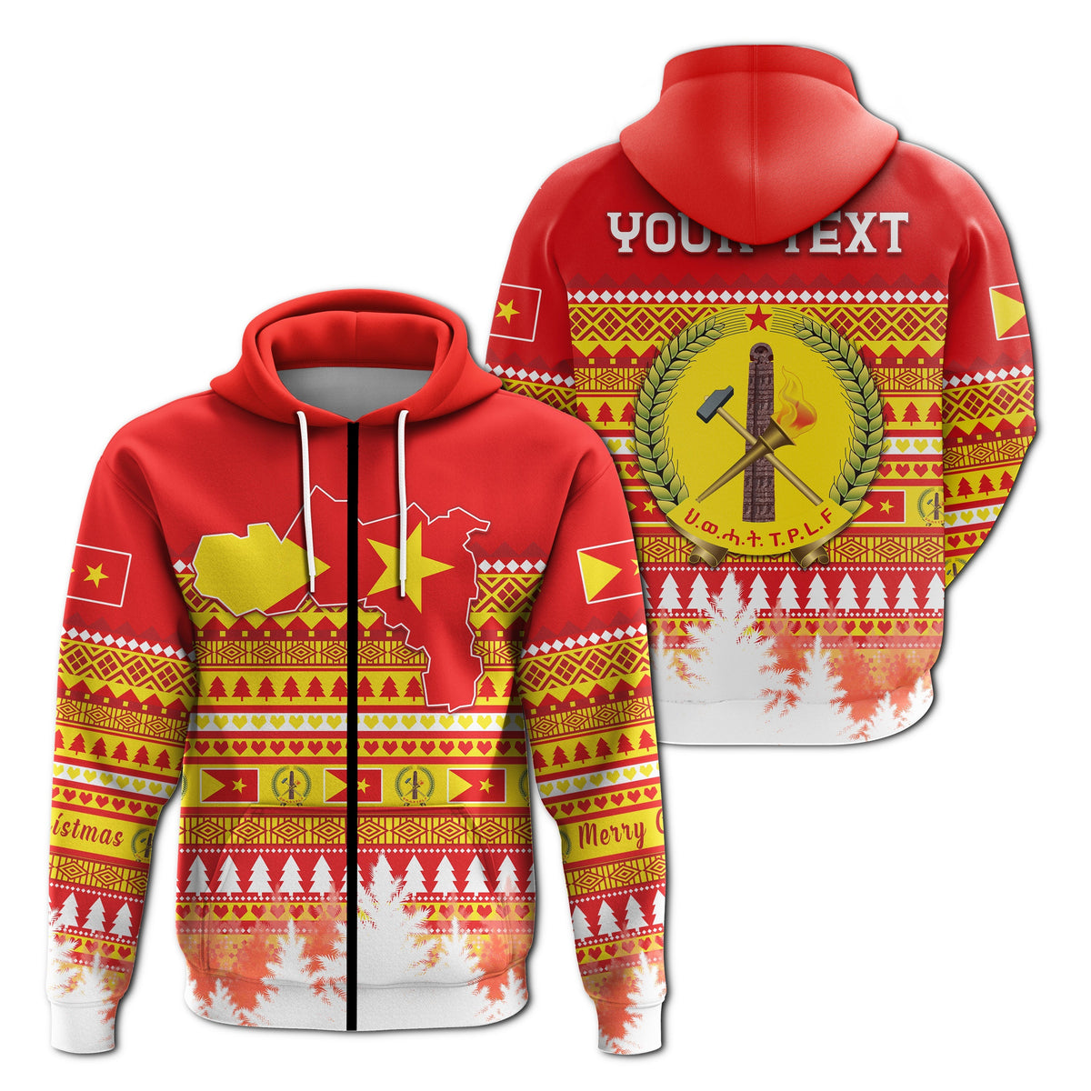 Tigray Custom Zip Hoodie Merry Christmas Mix African Pattern LT13 - Wonder Print Shop