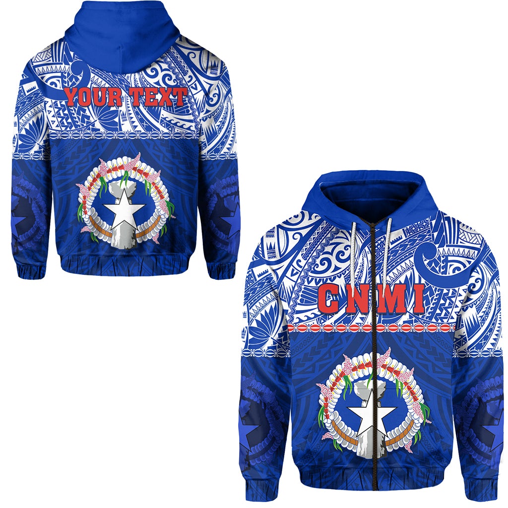 Custom Northern Mariana Islands Zip Hoodie Polynesian CNMI Coat of Arms LT13 - Wonder Print Shop
