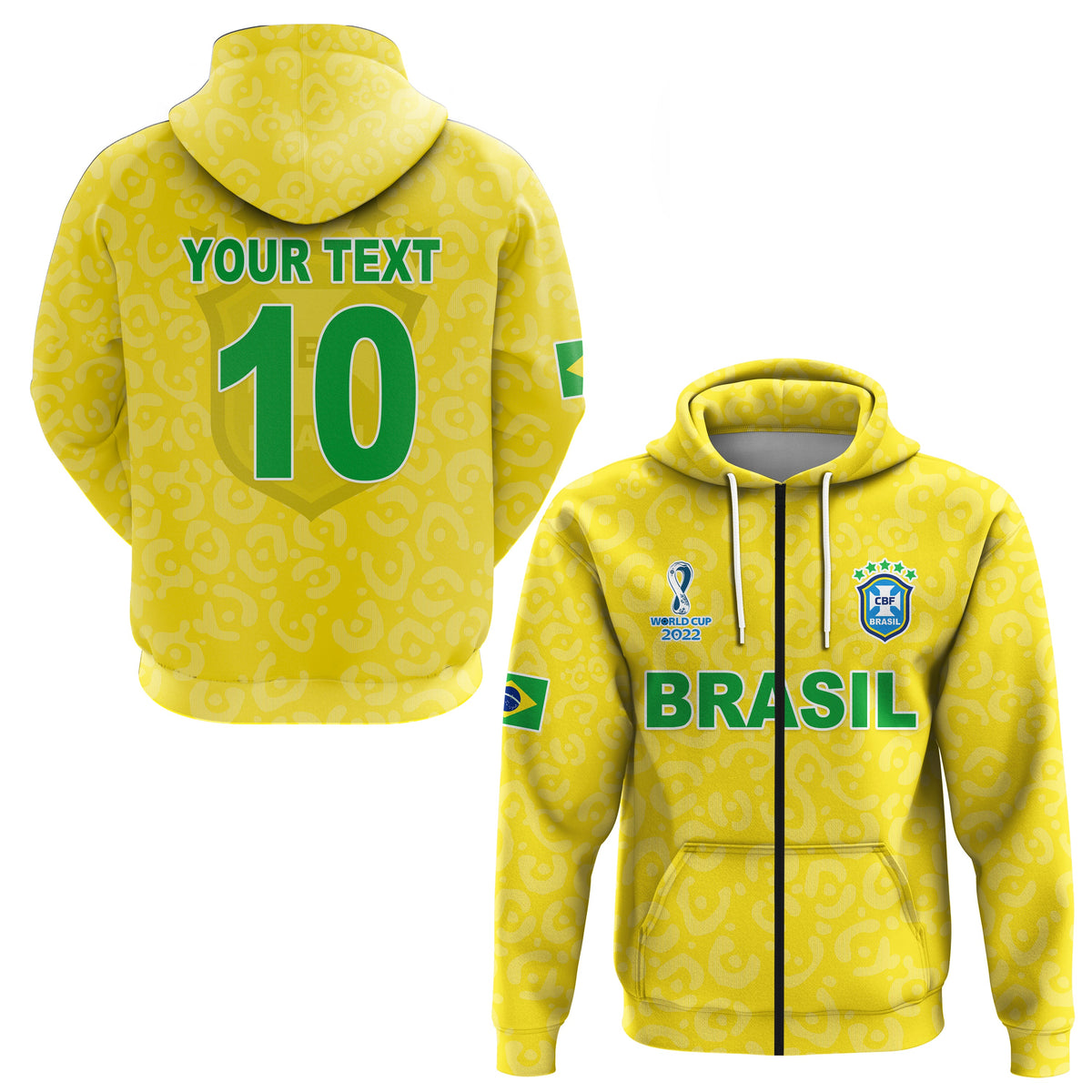 Custom Brazil Football Hoodie World Cup Champions Soccer 2022 Selecao Brazil Campeao LT13 - Wonder Print Shop