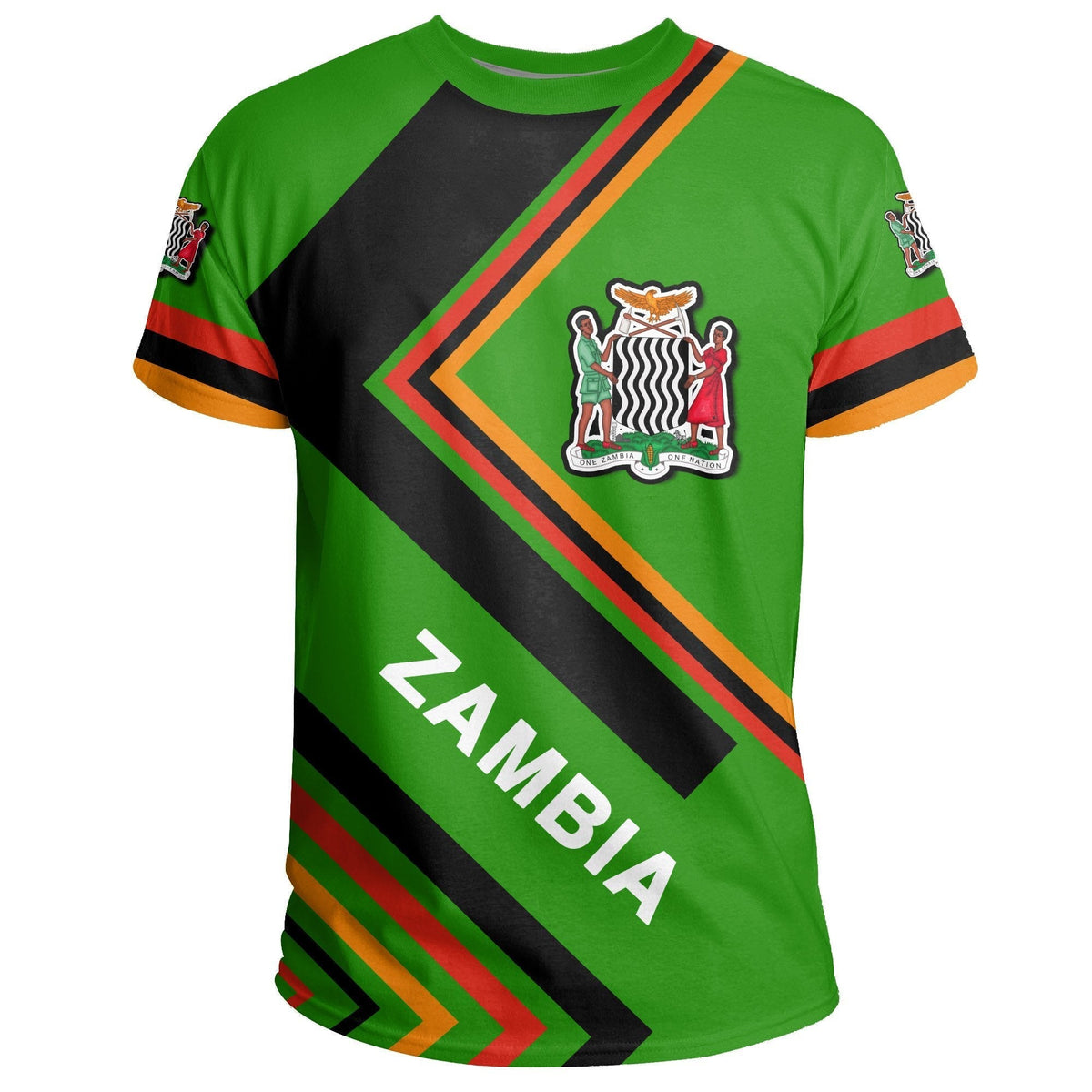 African T Shirt Zambia Flag Tee Africa Nations - Wonder Print Shop